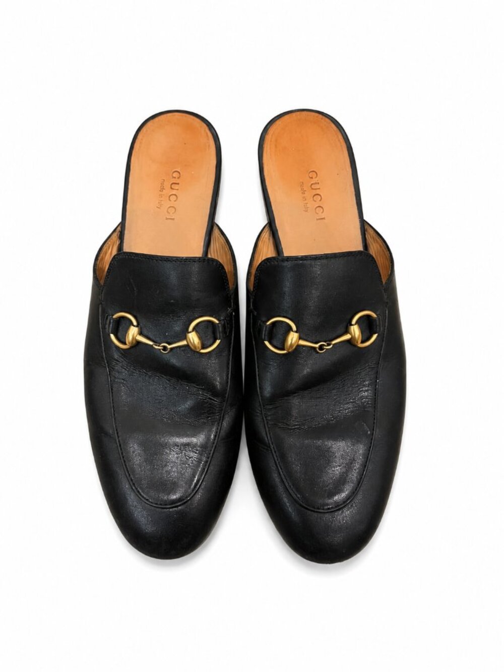 Gucci Princetown Black Leather Horsebit Mule Loafers Size 37